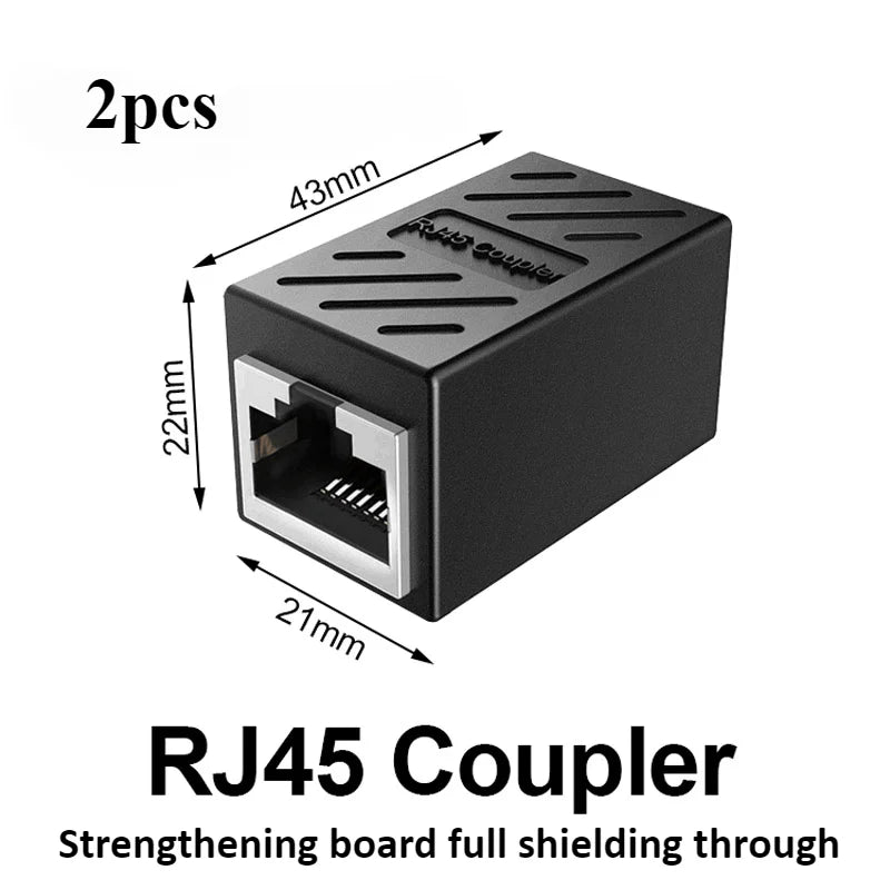 New RJ45 Connector Cat7/6 Ethernet Adapter Gigabit Interface Network Extender Convertor for Extension Cable Female to Female