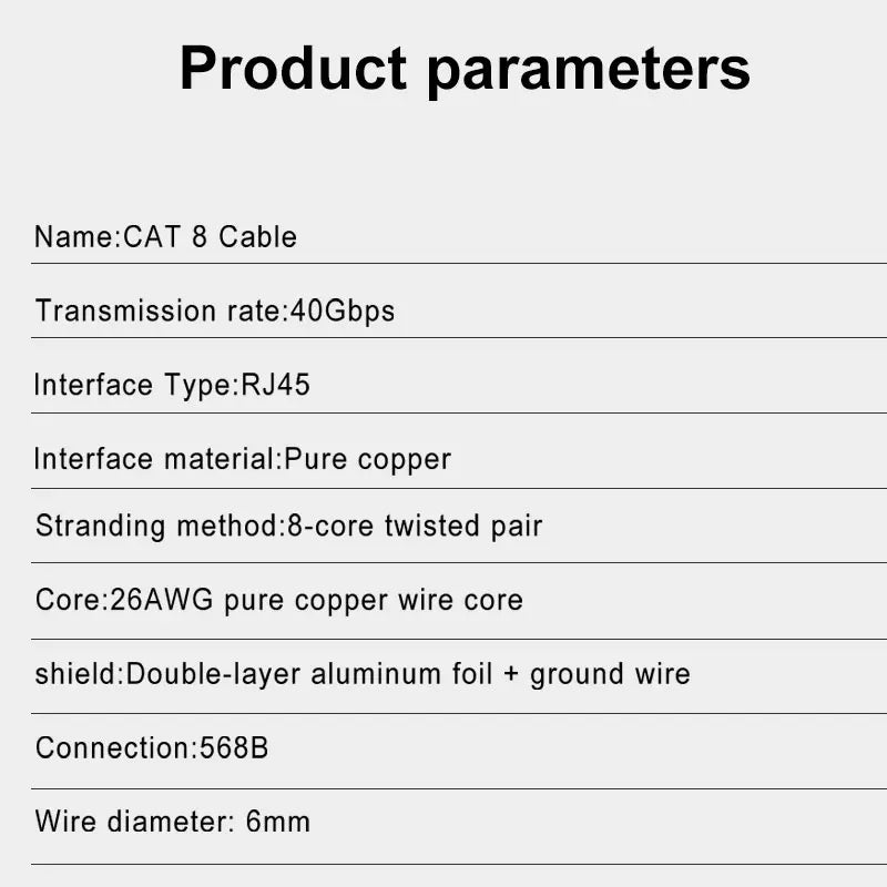 Interlink Network Accessories – High-Speed Cat8 Ethernet Cable (40Gbps, 2000MHz, Multiple Lengths)