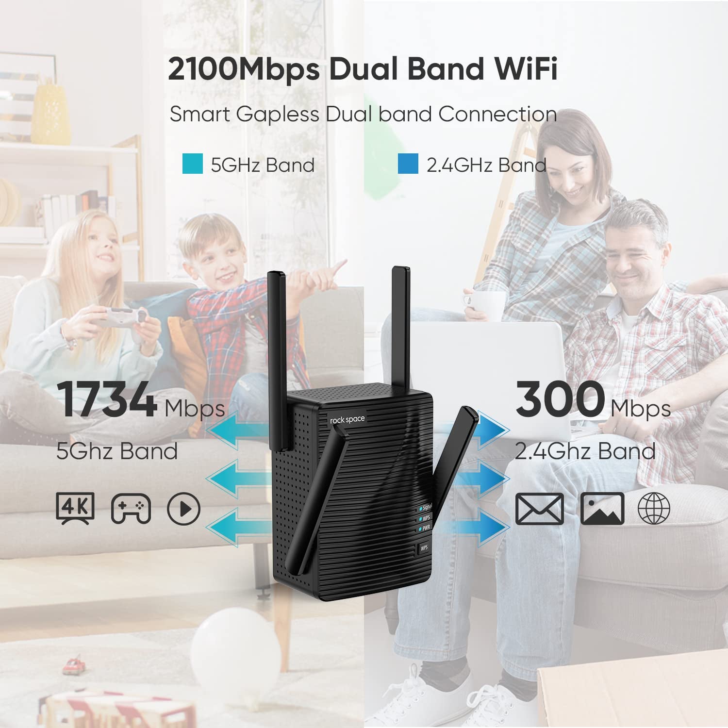 Wifi Extender Home Wifi Booster Dual-Band Wireless Extension Supports Multiple Devices