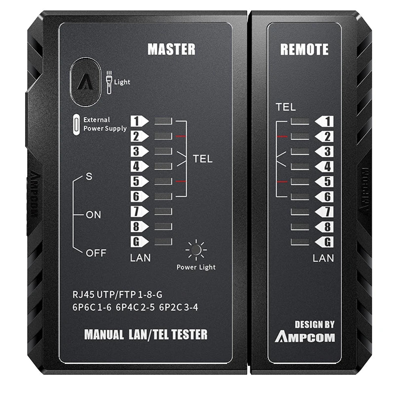 Network Cable Tester, LAN Phone Wire Tester Tool Networking Tool Ethernet Repair for RJ45/RJ11/RJ12/CAT5/CAT6/CAT7/CAT8