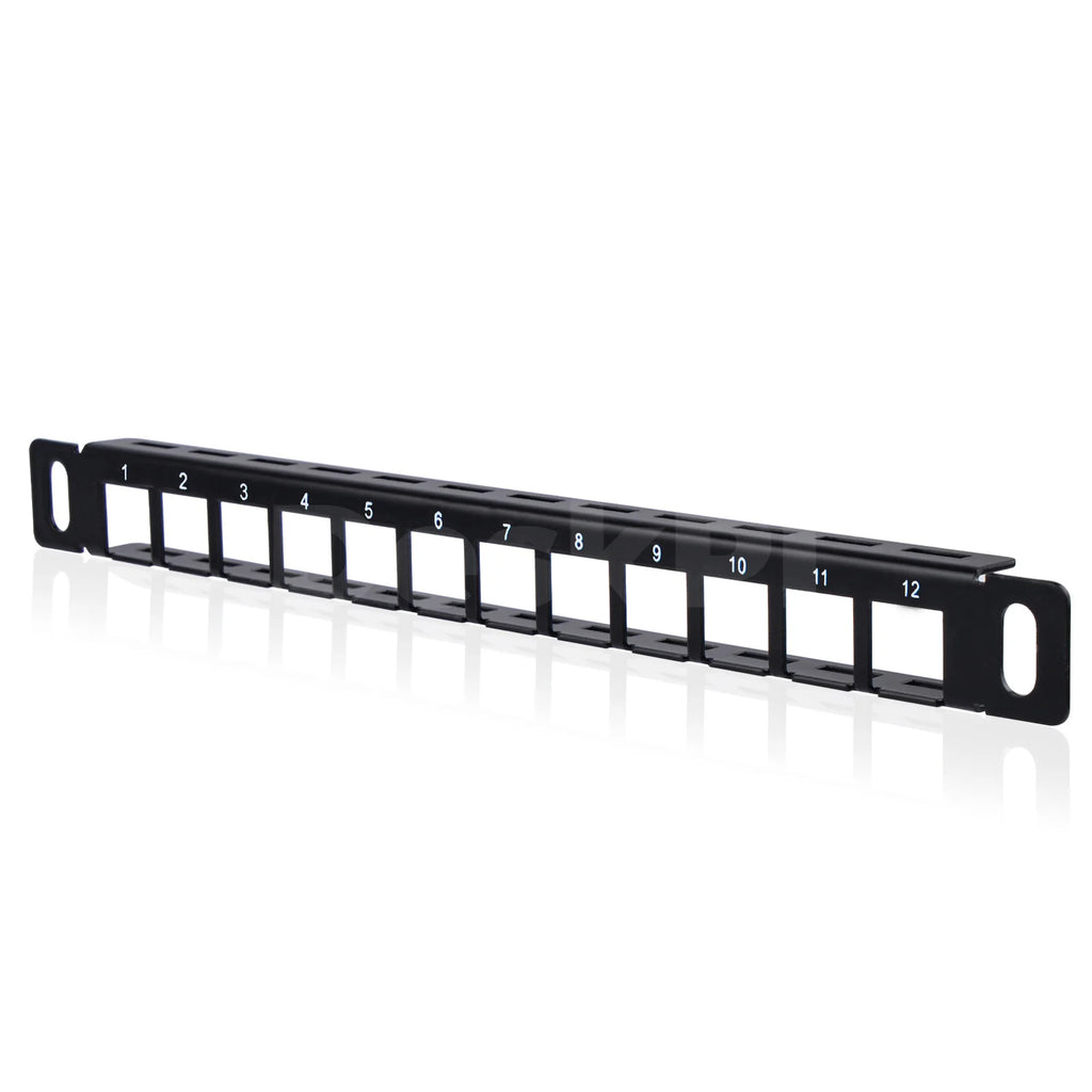 Deskpi Rackmate Accessories 10Inch 12 Port Blank Keystone Patch Panel, Cable Management Rack for T0/T1/T2 Server Cabinets