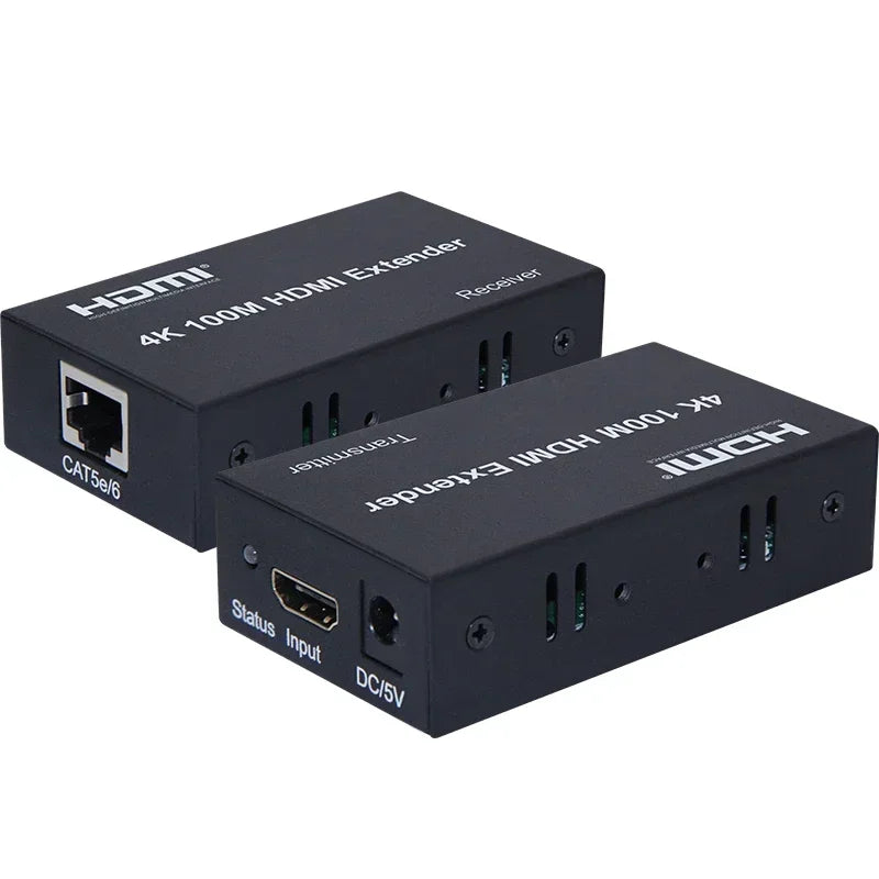 4K 100M 120M HDMI Extender over Cat5E Cat6 Rj45 Ethernet Cable Video Converter Vs 1080P 60M Ethernet Cable Transmitter Receiver