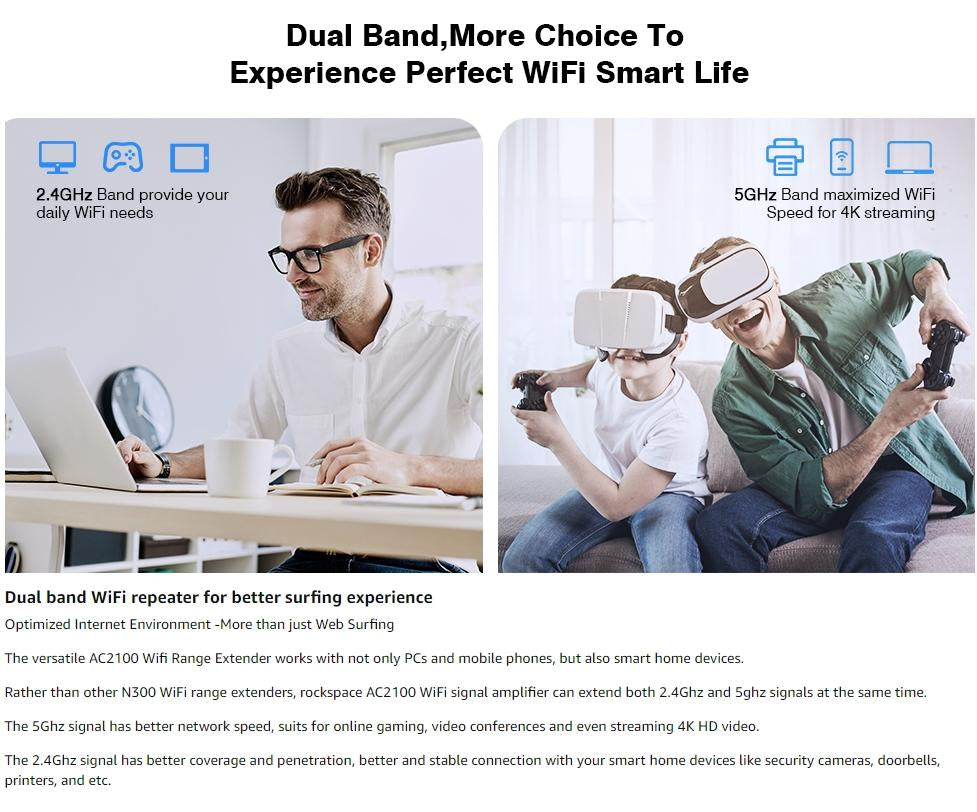 Wifi Extender Home Wifi Booster Dual-Band Wireless Extension Supports Multiple Devices