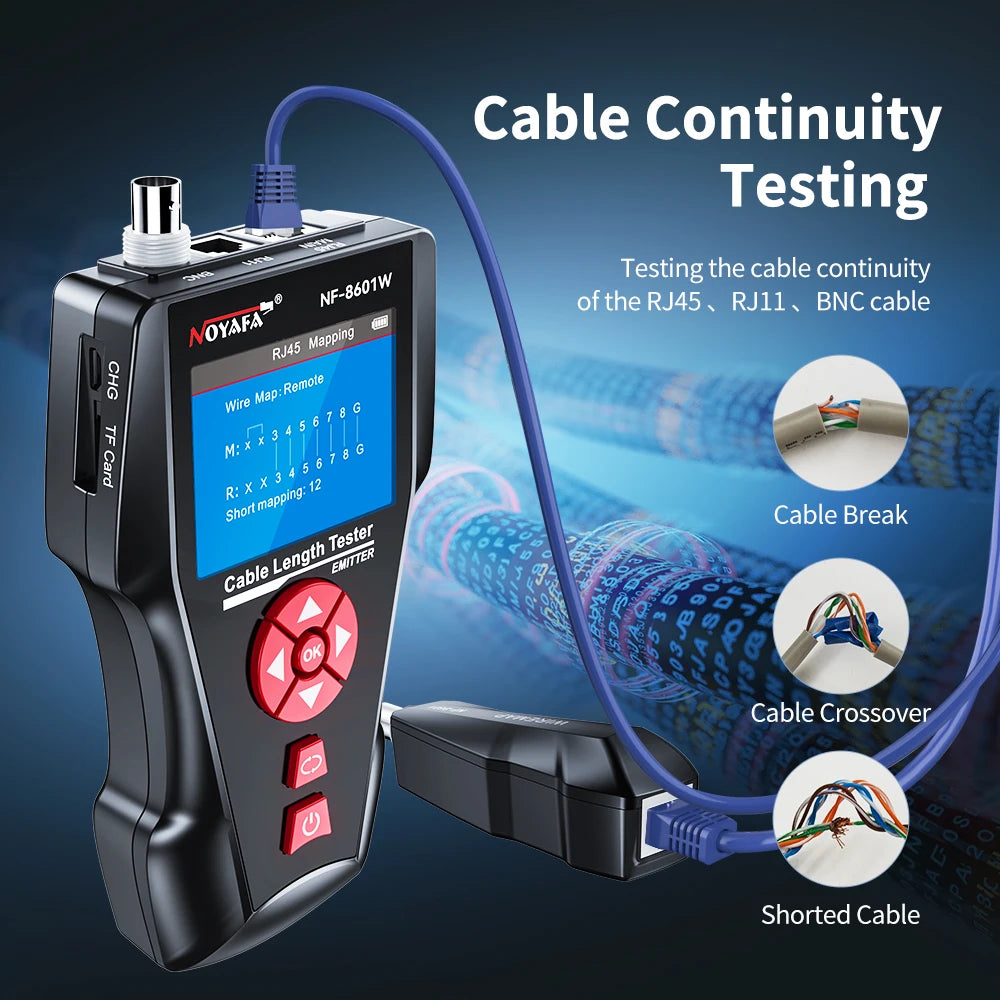 NF-8601W Original Updated Function Multipurpose Network Tester OE/PING Tester Measure Cable Length with 8Pcs Remot Line Tracker