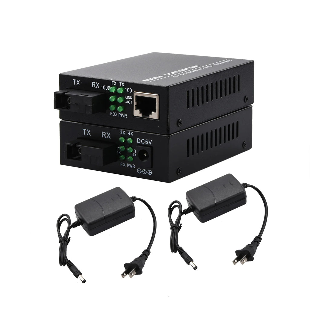 10/100/1000Mbps 1Port and 4Ports Ethernet to Fiber Optic Media Converter Single Mode 4 RJ45 and 1 SC Fiber Port