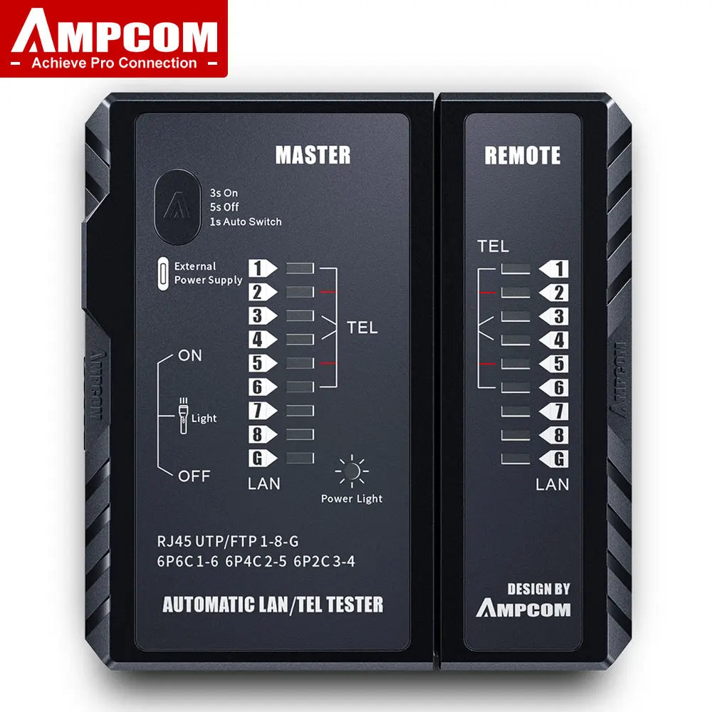 Network Cable Tester, LAN Phone Wire Tester Tool Networking Tool Ethernet Repair for RJ45/RJ11/RJ12/CAT5/CAT6/CAT7/CAT8