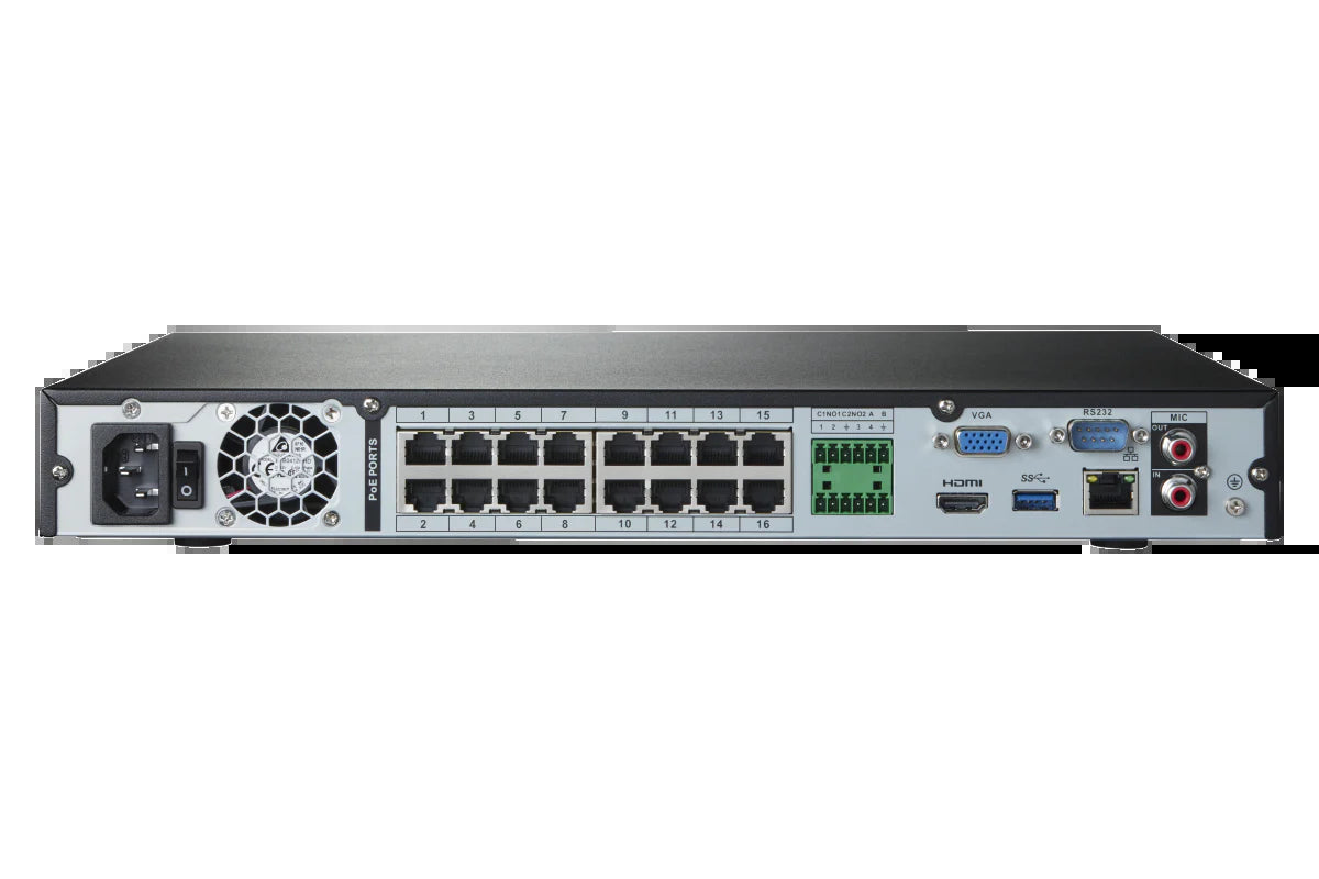 Interlink Enterprise Surveillance Solution – 4K 32-Camera NVR with 16-Port PoE Switch & 8TB Storage
