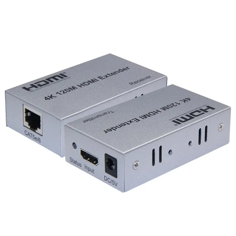 4K 100M 120M HDMI Extender over Cat5E Cat6 Rj45 Ethernet Cable Video Converter Vs 1080P 60M Ethernet Cable Transmitter Receiver