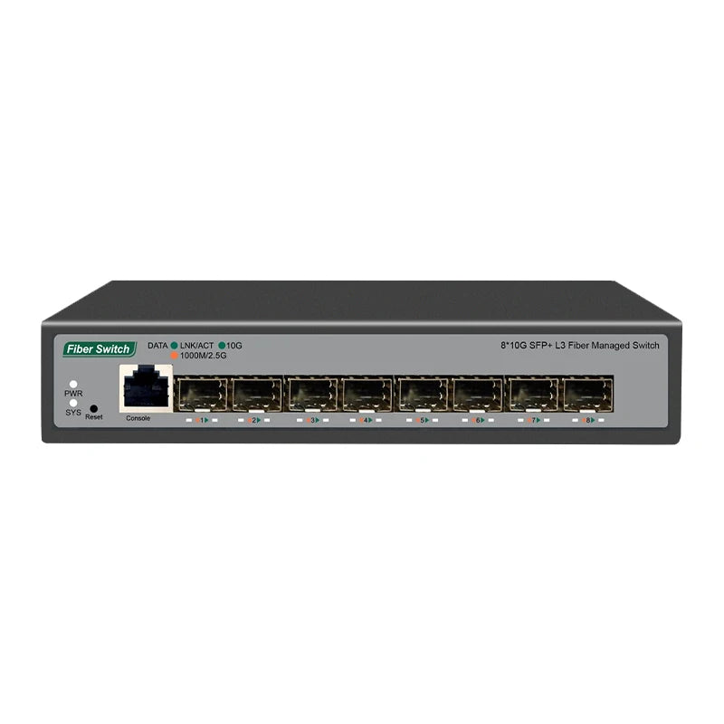 8 10Gb SFP+ Ports L3 Managed Network Switch Support DHCP and Dynamic Routing Support VLAN Division and Port Aggregation