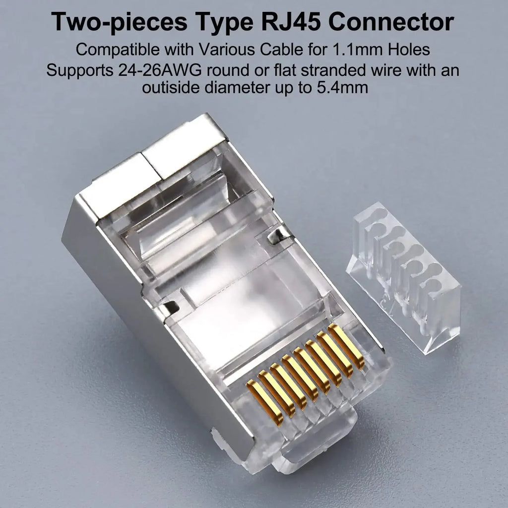Interlink Network Accessories – Cat6 RJ45 Ethernet Connectors (50-Pack, 2-Piece UTP 8P8C)