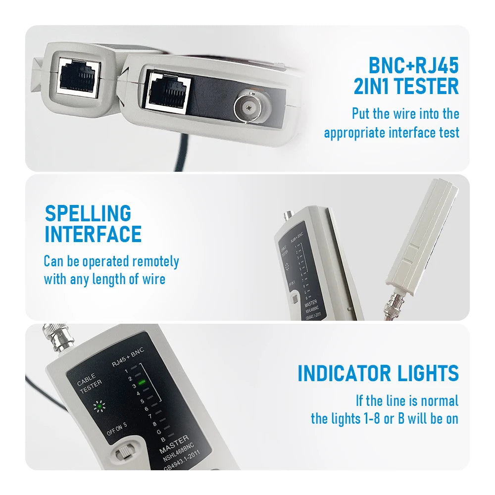 Network Repair Kit Remote Test BNC Coaxial RJ45 Cable Lan Tester Network Tester Cat5 Cat 6 Cat7 UTP Networking Tool
