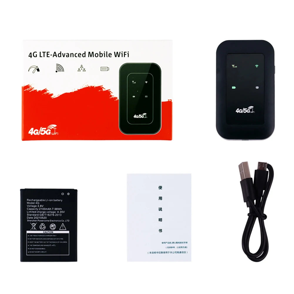 4G/5G Mobile WIFI Router 150Mbps 4G LTE Wireless Router 2100Ma Portable Pocket Mifi Modem Mobile Wifi Hotspot with Sim Card Slot