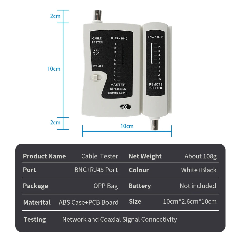 Network Repair Kit Remote Test BNC Coaxial RJ45 Cable Lan Tester Network Tester Cat5 Cat 6 Cat7 UTP Networking Tool