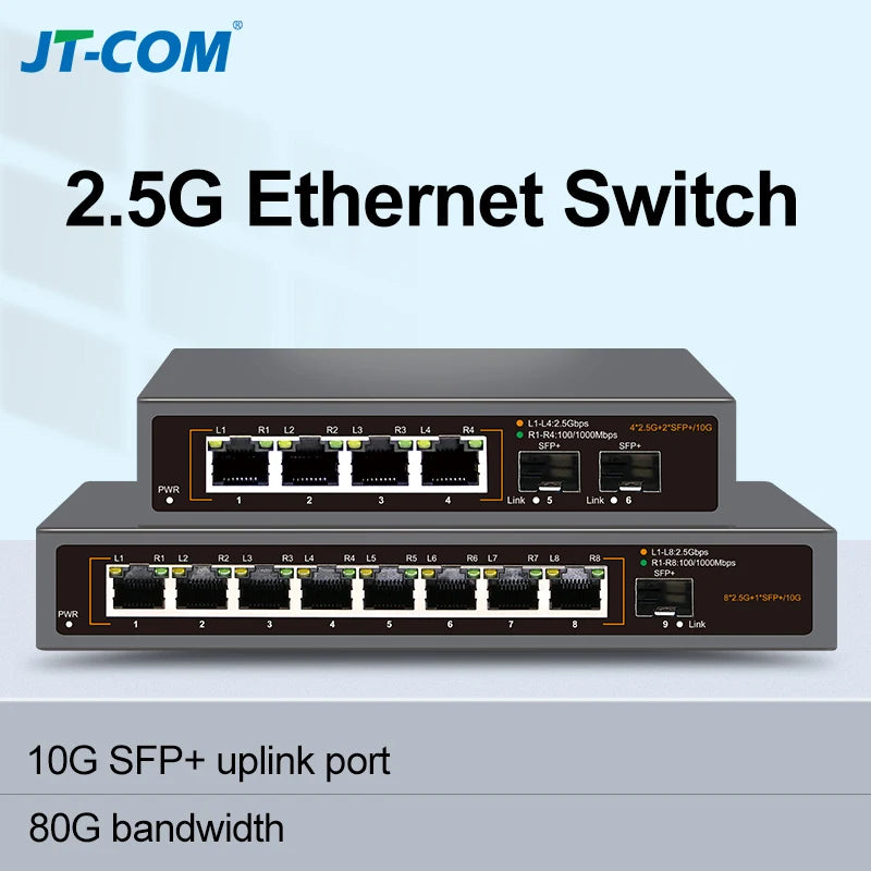 2.5G Multi-Gig Ethernet Switch – 4/8-Port with Dual 10G SFP+ Fanless Design