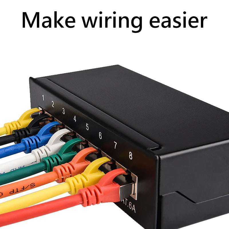 Mini Desktop CAT6A Cat6 8 12 Port Patch Panel Full Shielded Available for Wall Mounting (Incl. Hanging Screw Holes)