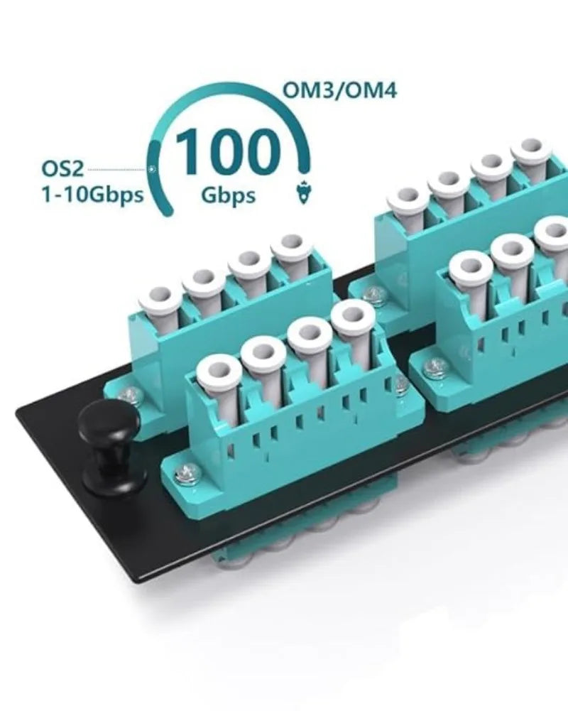 24 Fiber Port LC Fiber Optic Patch Panel,Multimode(Om3/Om4) LGX Footprint LC Adapter Panel