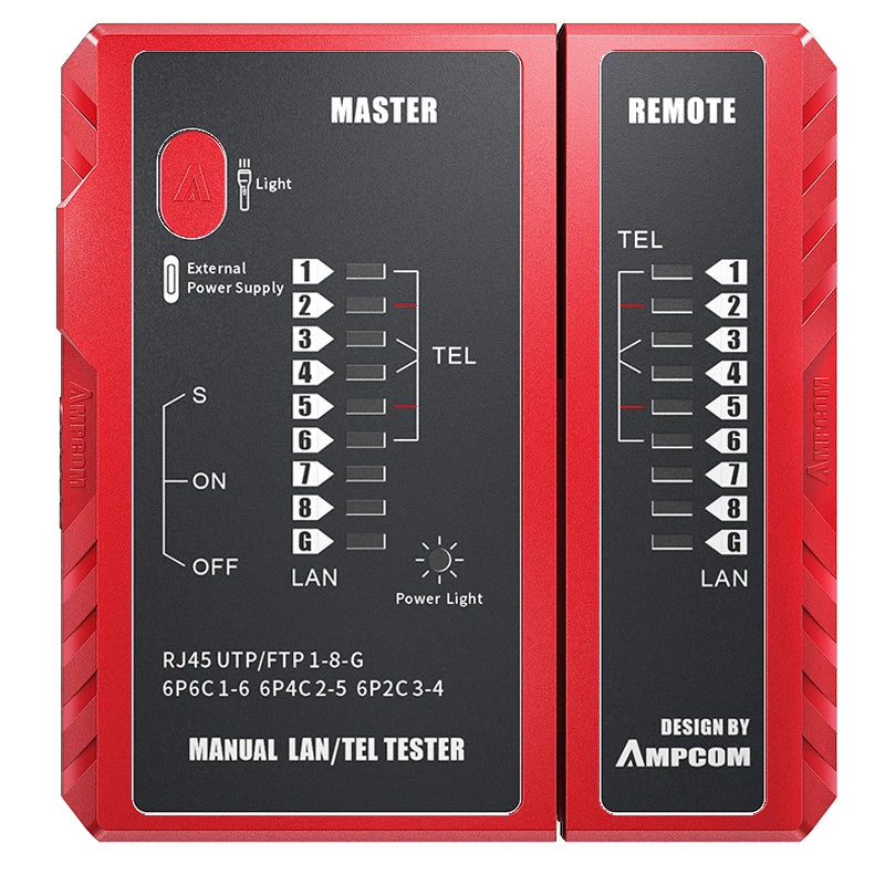 Network Cable Tester, LAN Phone Wire Tester Tool Networking Tool Ethernet Repair for RJ45/RJ11/RJ12/CAT5/CAT6/CAT7/CAT8