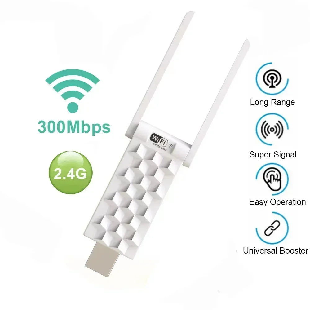 300Mbps 2.4G USB Wifi Repeater Wireless Extender Router Wifi Signal Amplifier Booster Long Range Wi-Fi Repeater Access Point