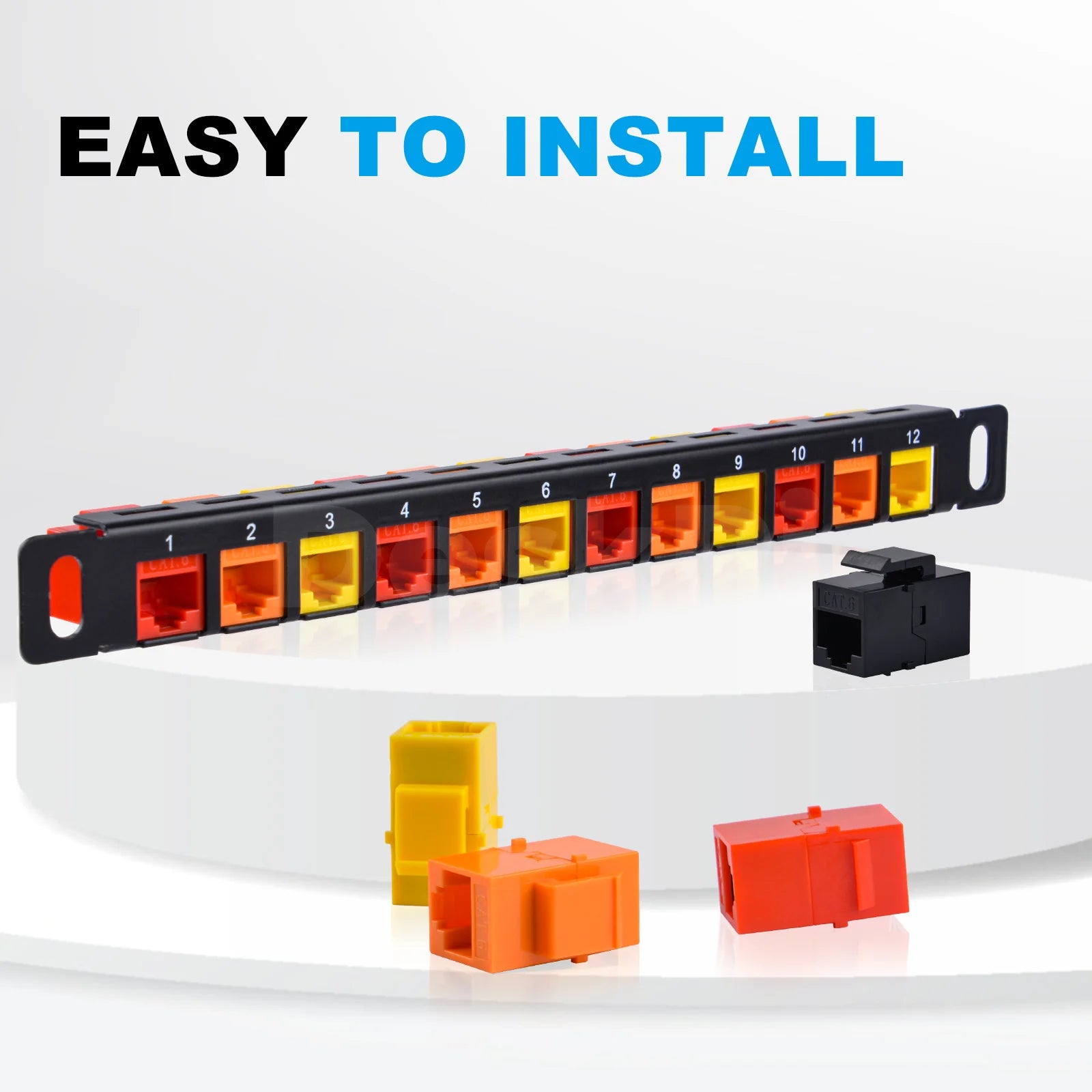 Deskpi Rackmate Accessories 10Inch 12 Port Blank Keystone Patch Panel, Cable Management Rack for T0/T1/T2 Server Cabinets