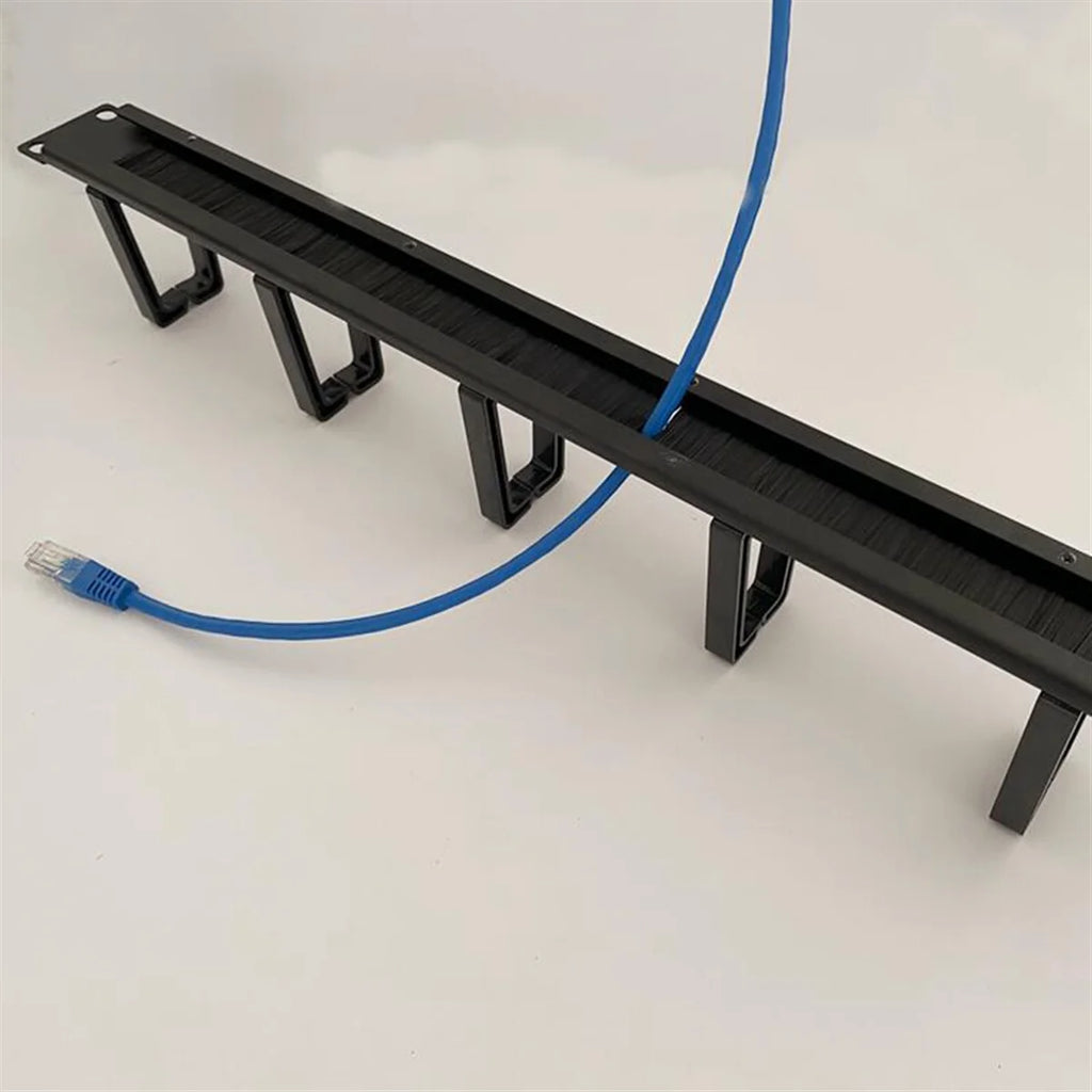 1U 19 Inch Rack Cabinets Cable Management Network Organizer Network Brush Panel Five Ring Detachable Wire Manager Frame