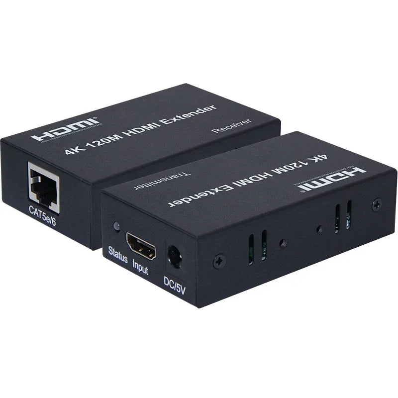 4K 100M 120M HDMI Extender over Cat5E Cat6 Rj45 Ethernet Cable Video Converter Vs 1080P 60M Ethernet Cable Transmitter Receiver