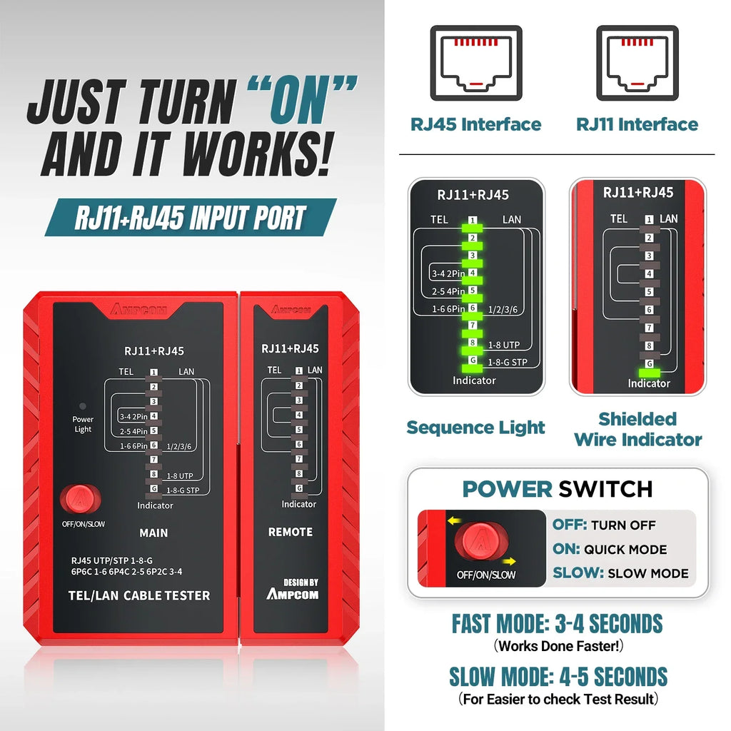 RJ45 Pass through Crimping Network Tool Kit for Cat5E Cat6 Cat7 with Network Crimper/Punch down Tool/Tel/Lan Cable Tester