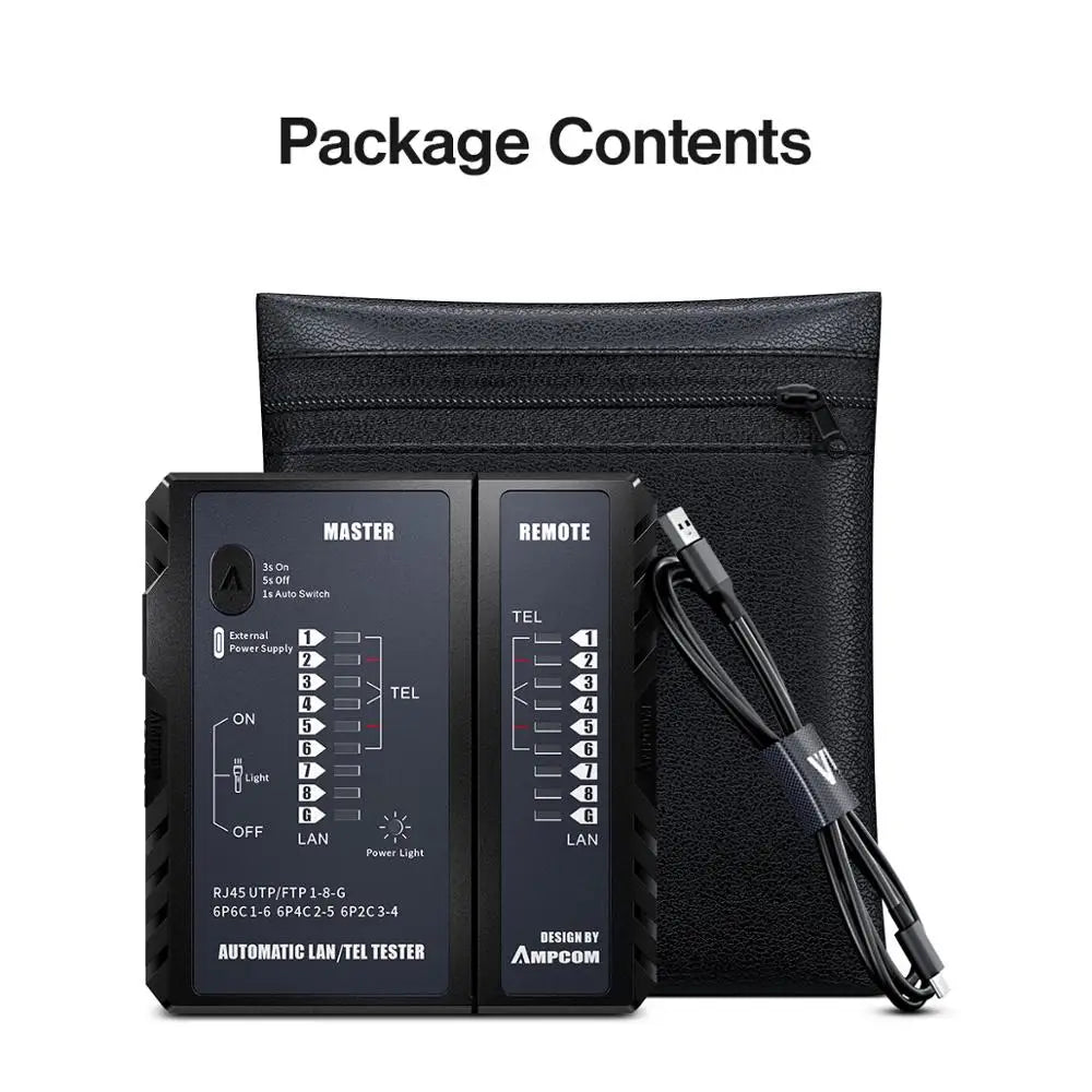 Network Cable Tester, LAN Phone Wire Tester Tool Networking Tool Ethernet Repair for RJ45/RJ11/RJ12/CAT5/CAT6/CAT7/CAT8