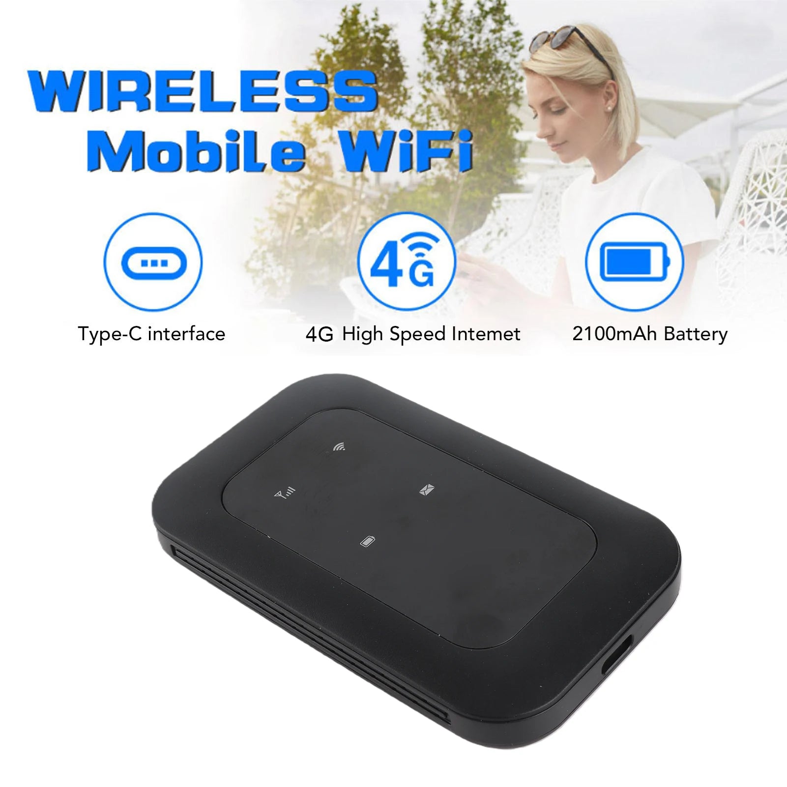 Mobile Wifi Router 2100Mah Battery Supports 10 Connected Devices 4G Wifi Hotspot 300Mbps High Speed Portable for Business