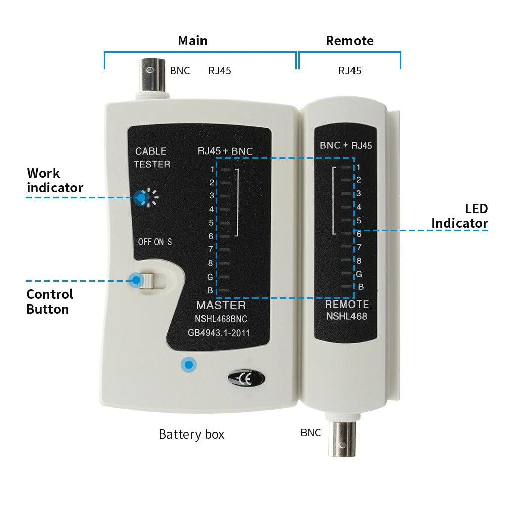 Network Repair Kit Remote Test BNC Coaxial RJ45 Cable Lan Tester Network Tester Cat5 Cat 6 Cat7 UTP Networking Tool