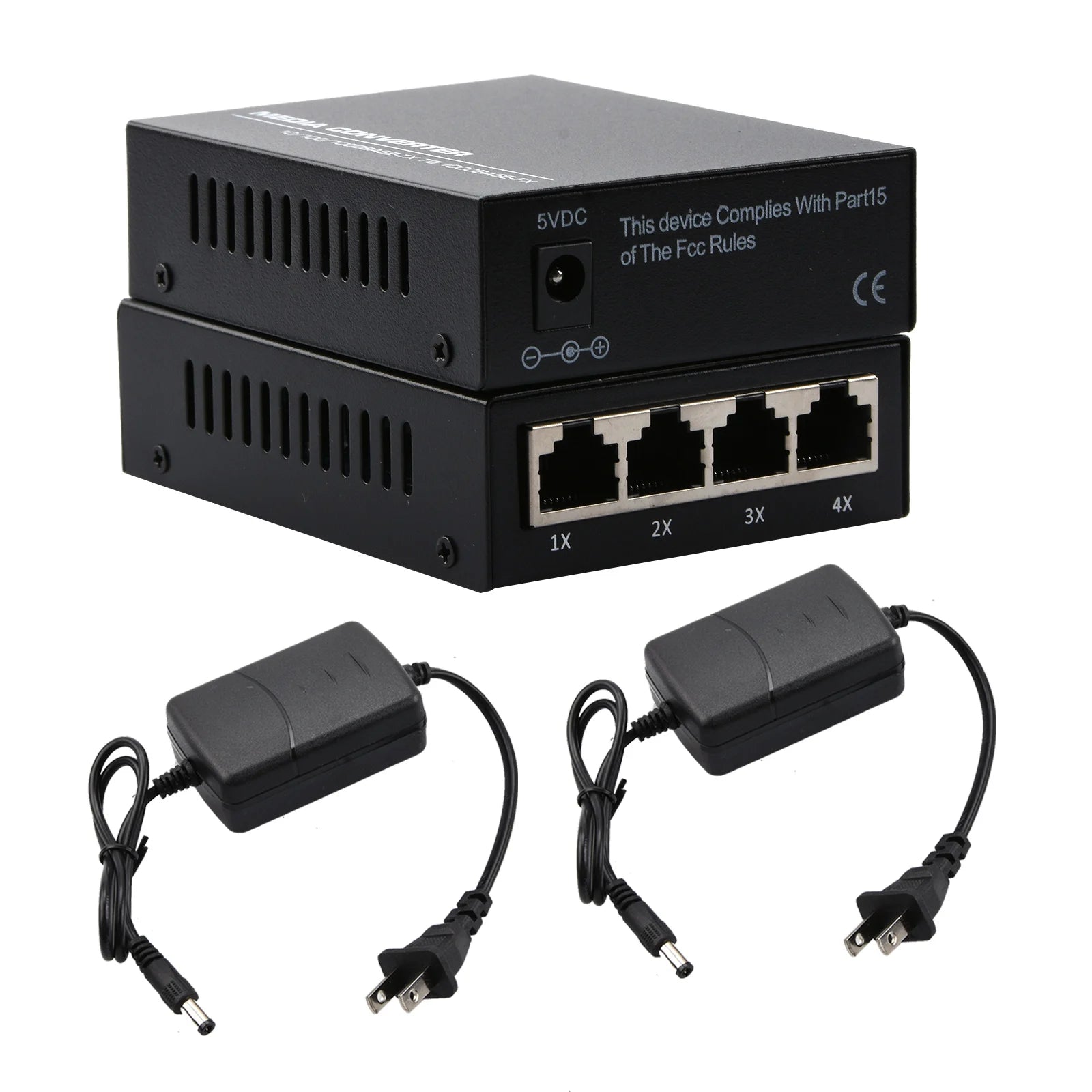 10/100/1000Mbps 1Port and 4Ports Ethernet to Fiber Optic Media Converter Single Mode 4 RJ45 and 1 SC Fiber Port