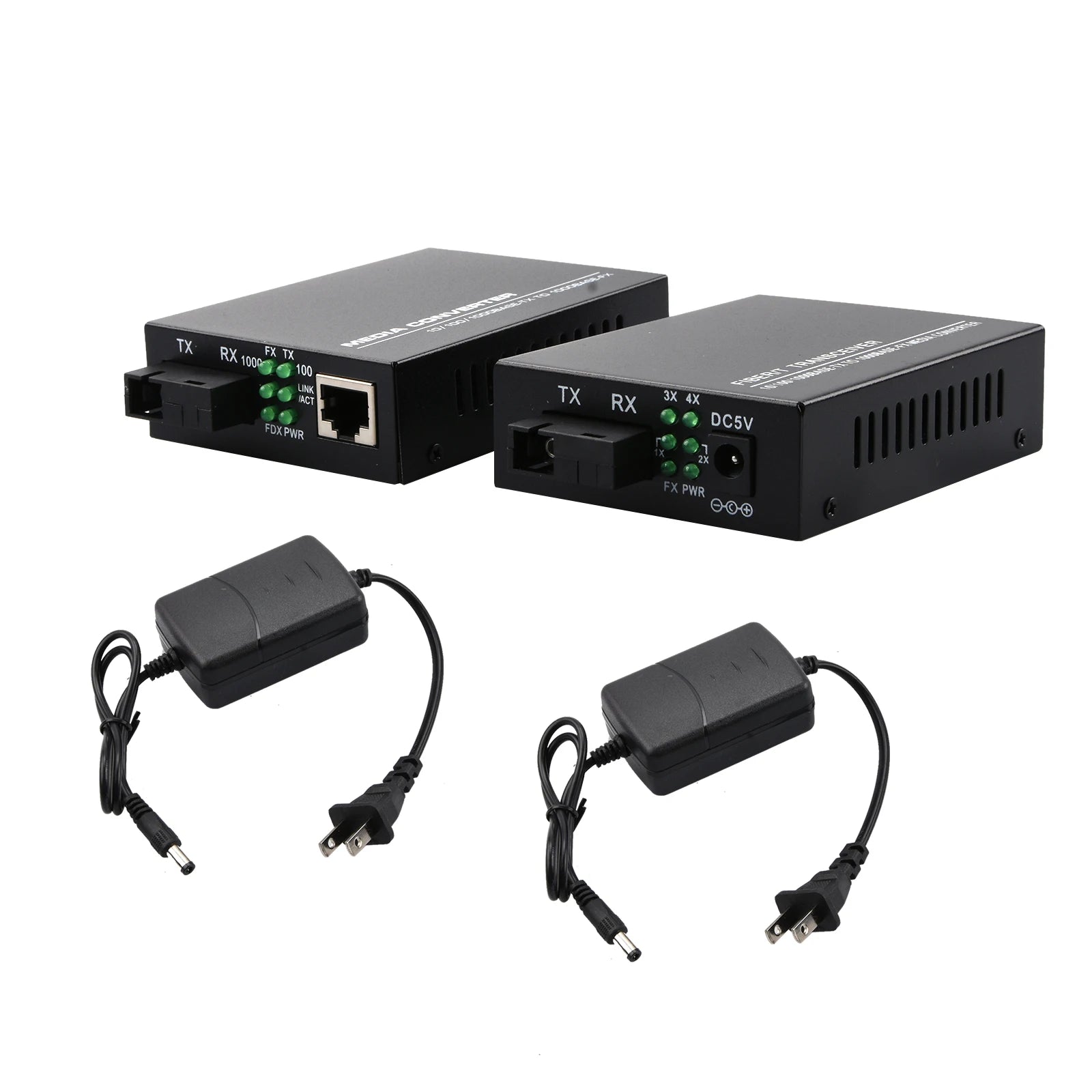 10/100/1000Mbps 1Port and 4Ports Ethernet to Fiber Optic Media Converter Single Mode 4 RJ45 and 1 SC Fiber Port