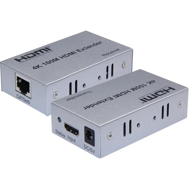 4K 100M 120M HDMI Extender over Cat5E Cat6 Rj45 Ethernet Cable Video Converter Vs 1080P 60M Ethernet Cable Transmitter Receiver