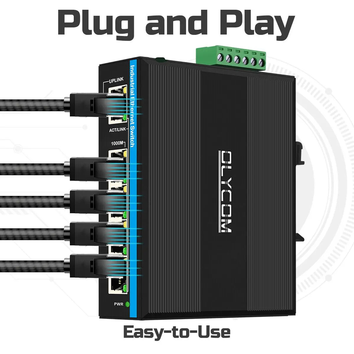 Industrial 5-Port Gigabit PoE Ethernet Switch – 12V–48V DC Input, 48V PoE Output